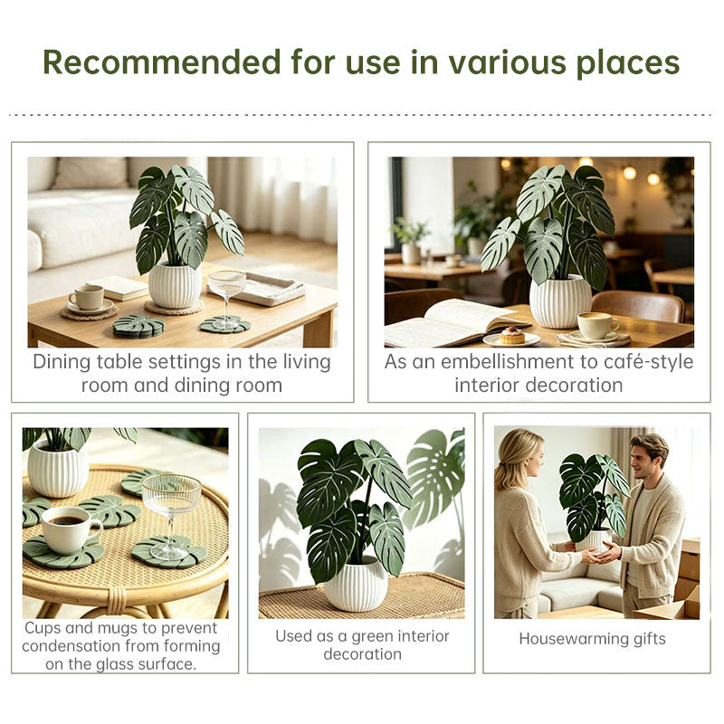 Monstera Blaar Onderzetters – Tropiese Tafelversiering
