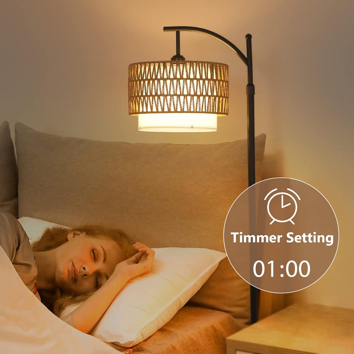 Boho Boogvloerlamp met Verstelbare Beligting