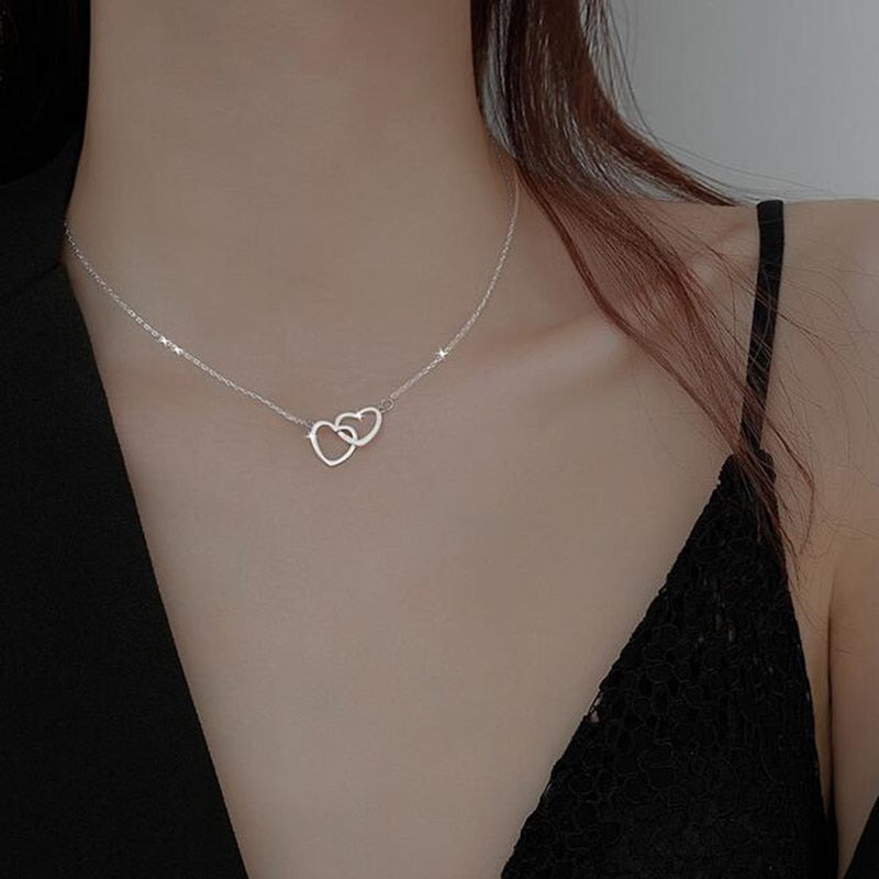 Double Heart Love Shine Necklace