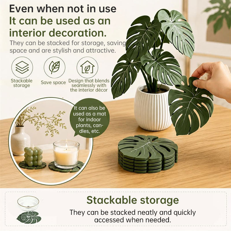 Monstera Blaar Onderzetters – Tropiese Tafelversiering