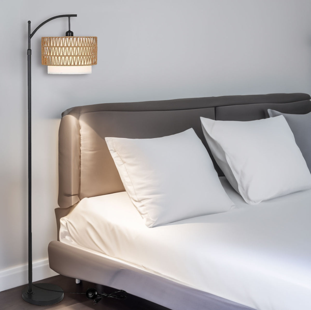 Boho Boogvloerlamp met Verstelbare Beligting