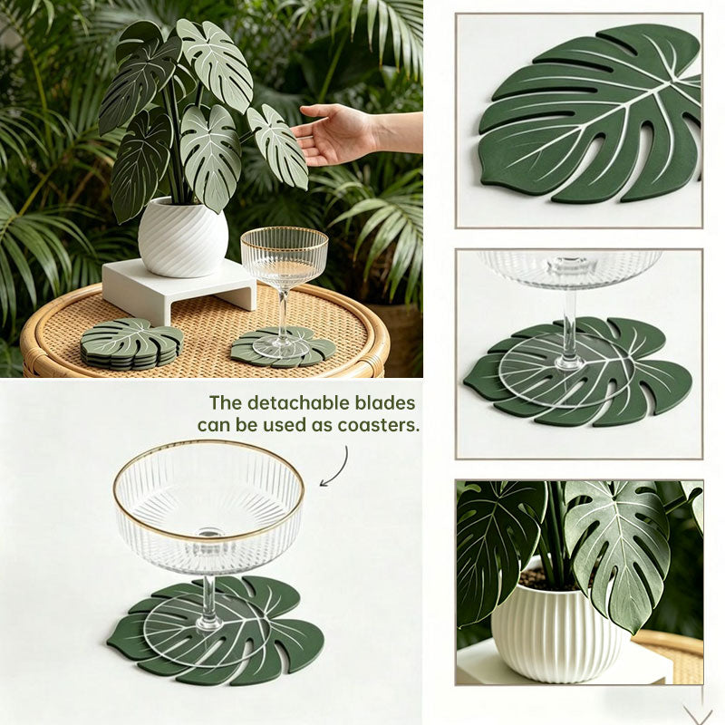 Monstera Blaar Onderzetters – Tropiese Tafelversiering