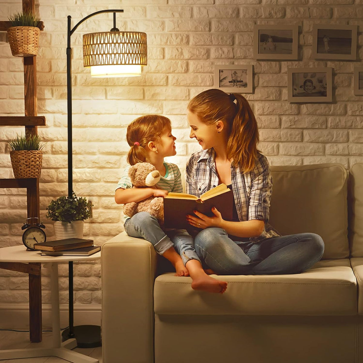 Boho Boogvloerlamp met Verstelbare Beligting