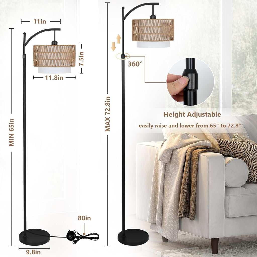 Boho Boogvloerlamp met Verstelbare Beligting