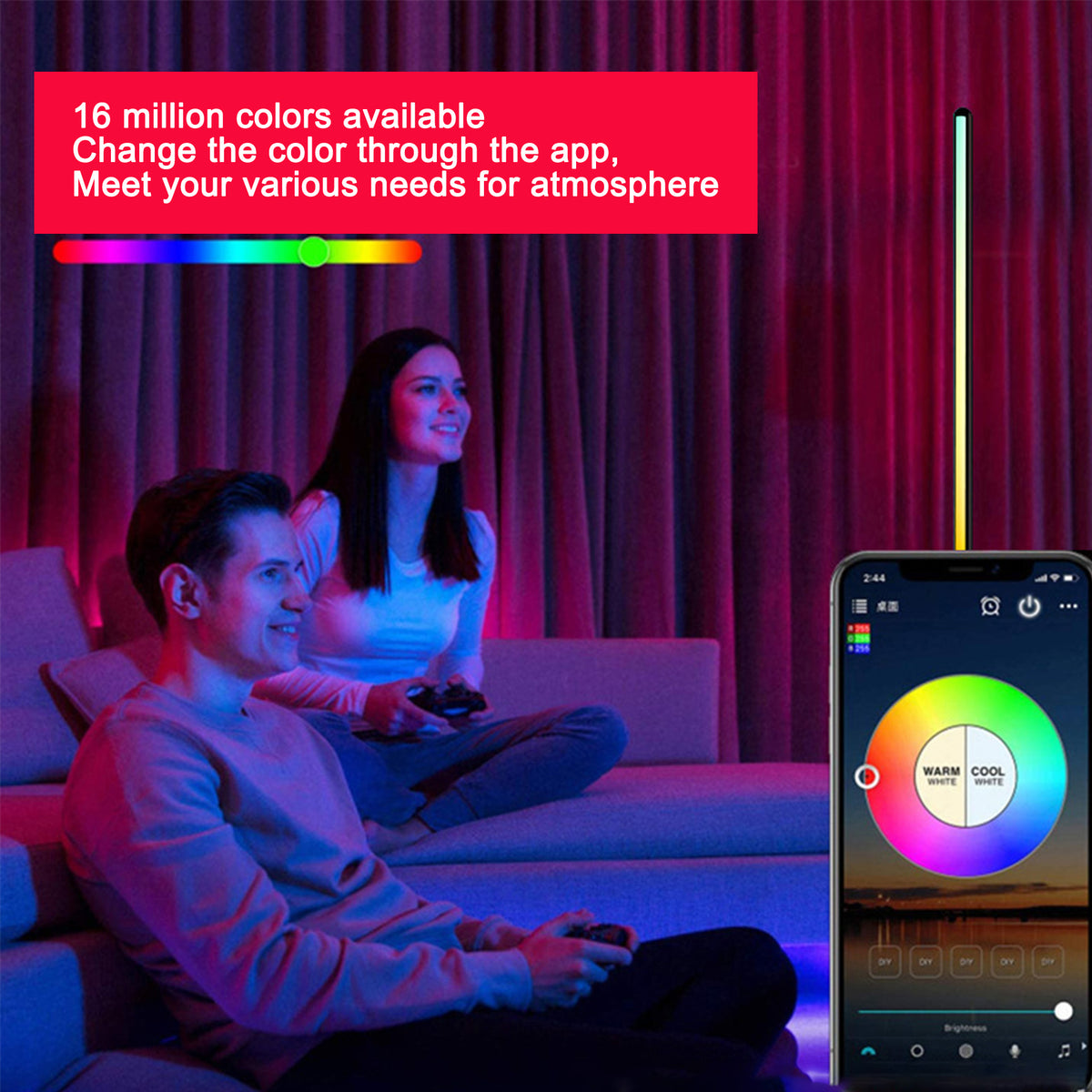 Slim RGB Vloerlamp – Afstandbeheer en App-beheer