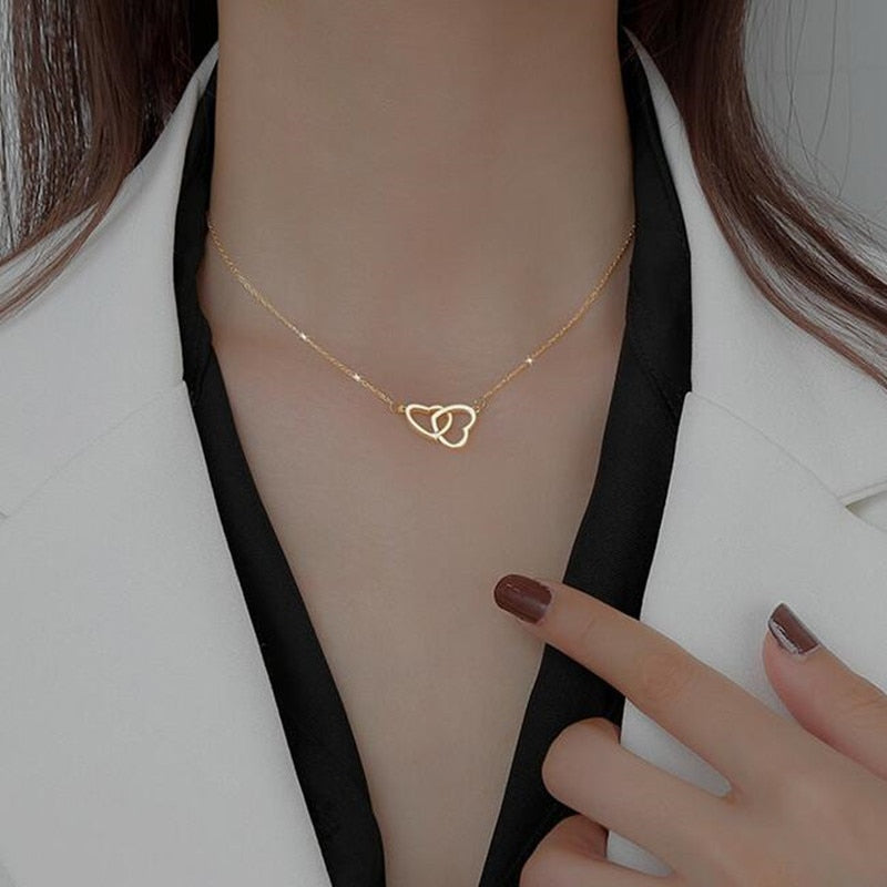 Double Heart Love Shine Necklace