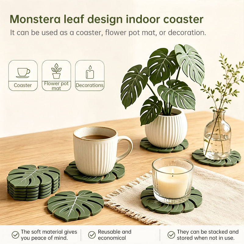 Monstera Blaar Onderzetters – Tropiese Tafelversiering