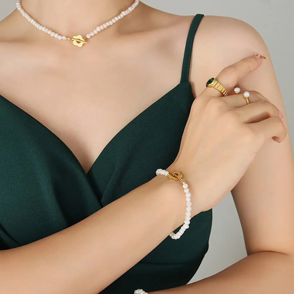 Pêrelblom-armbandstel – 2-stuk