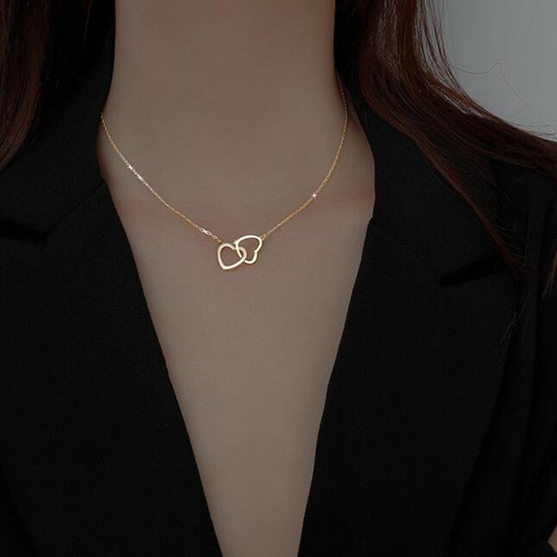Double Heart Love Shine Necklace