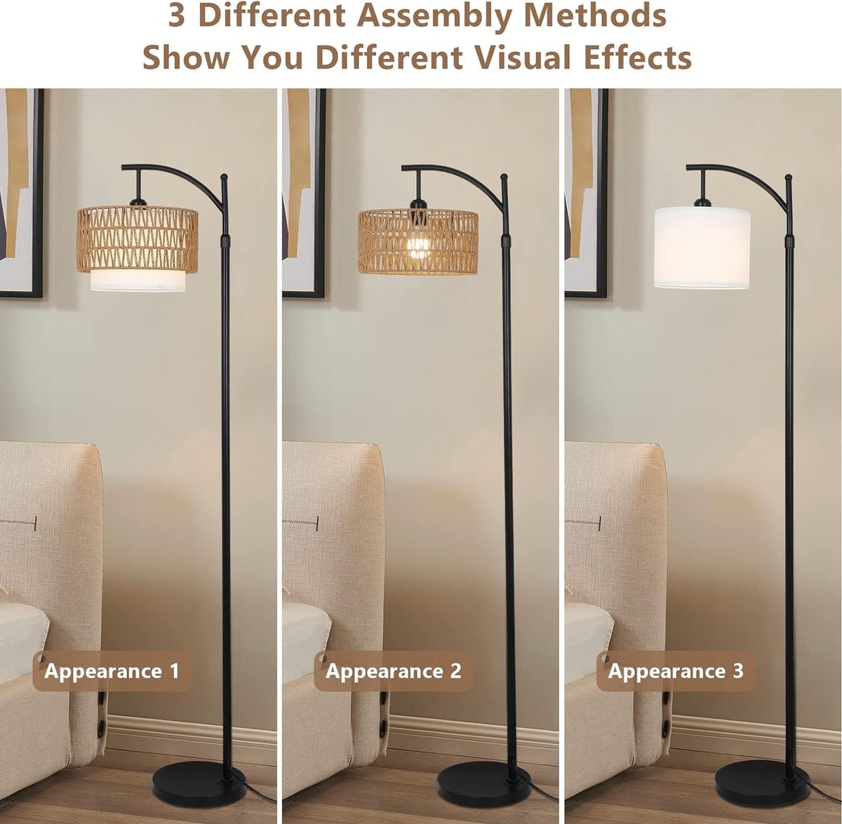 Boho Boogvloerlamp met Verstelbare Beligting